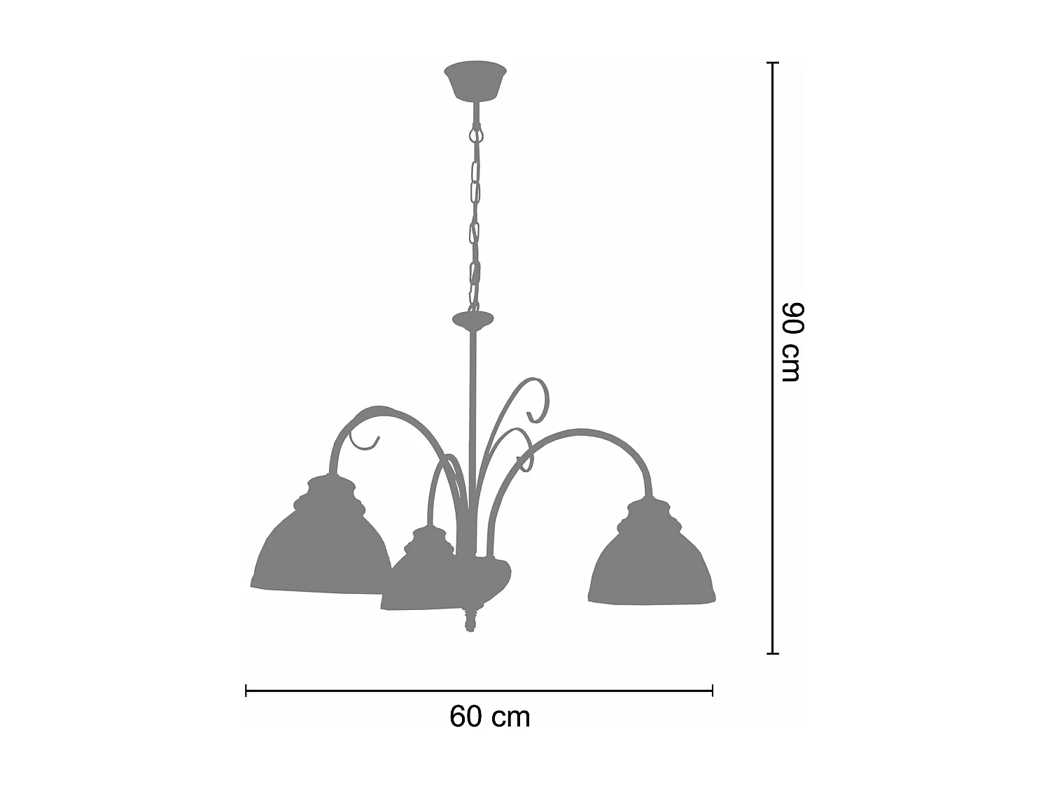 Lustre bras métal  marron 90 cm.