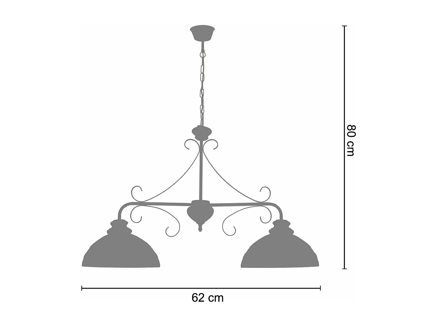 Lustre TOSEL PAYS DE L'ADOUR vidro braço castanho D62 x  H46  cm