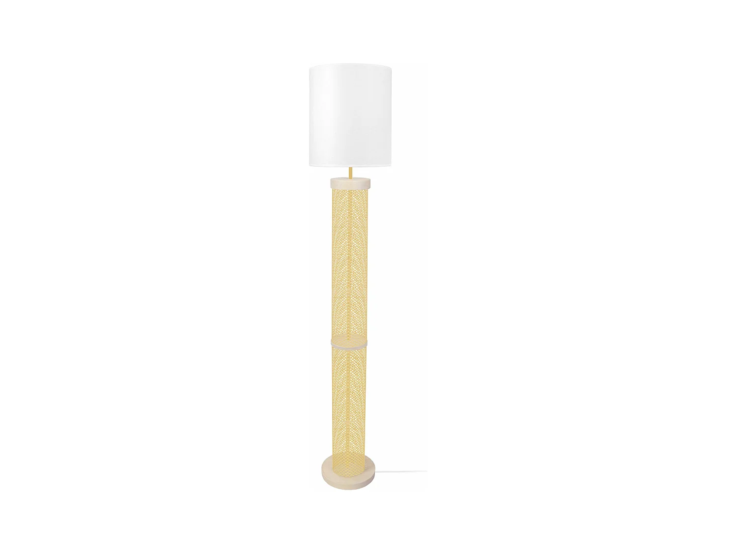 Lampadaire colonne métal  jaune pastel 160 cm.