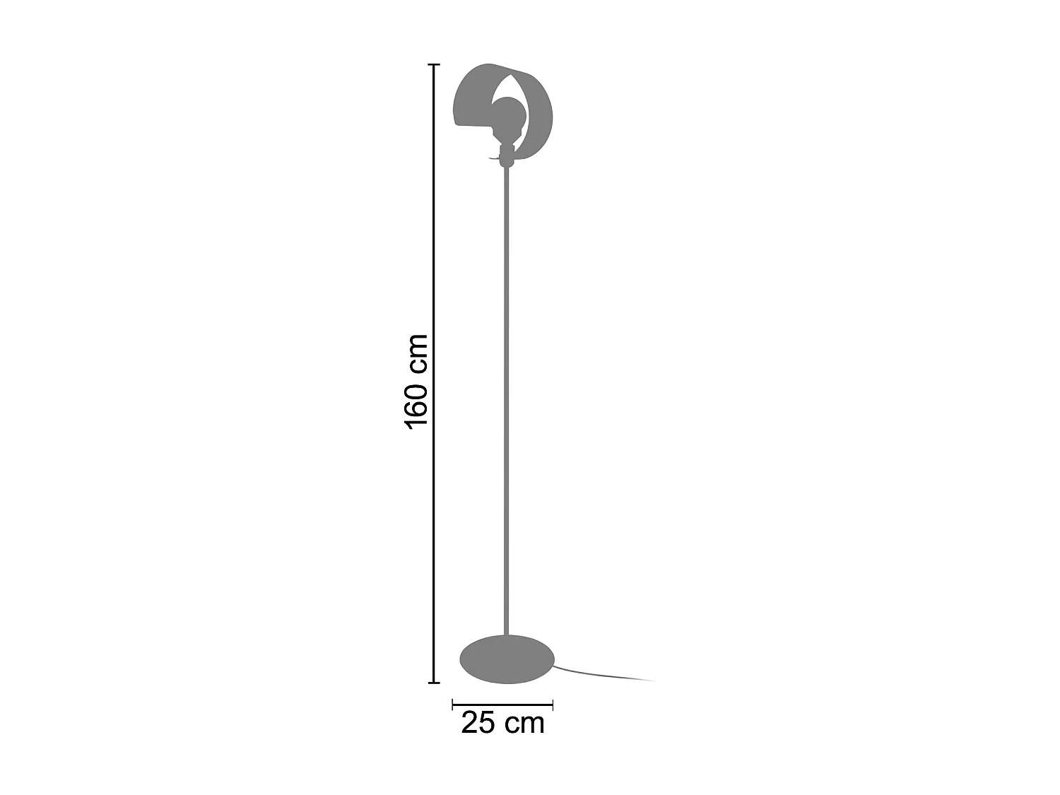 Lampadaire métal aluminium 160 cm.