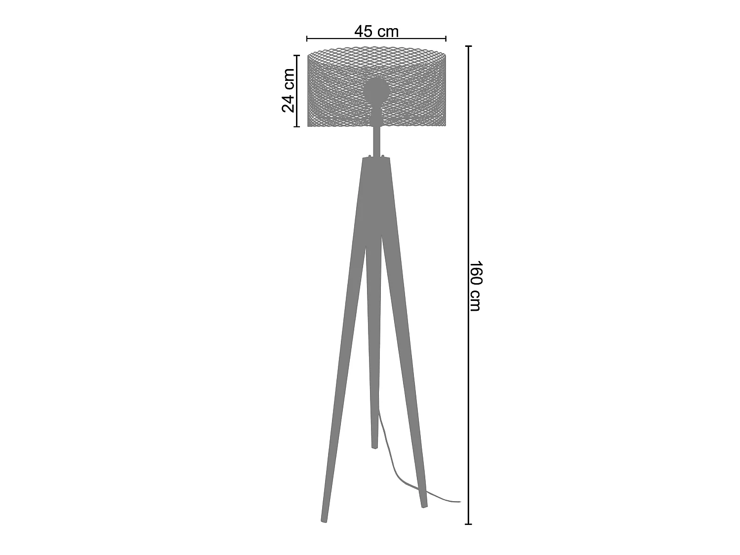 Lampada da terra legno nero, metallo cilindrico ADONIS bianco  D'45cm
