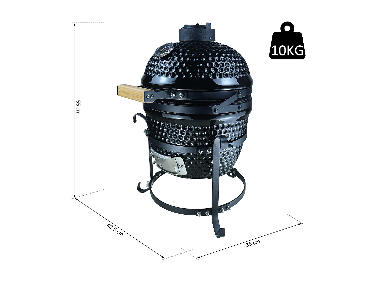 Barbecue à charbon BBQ grill fumoir sur pieds design contemporain olive acier céramique martelé noir