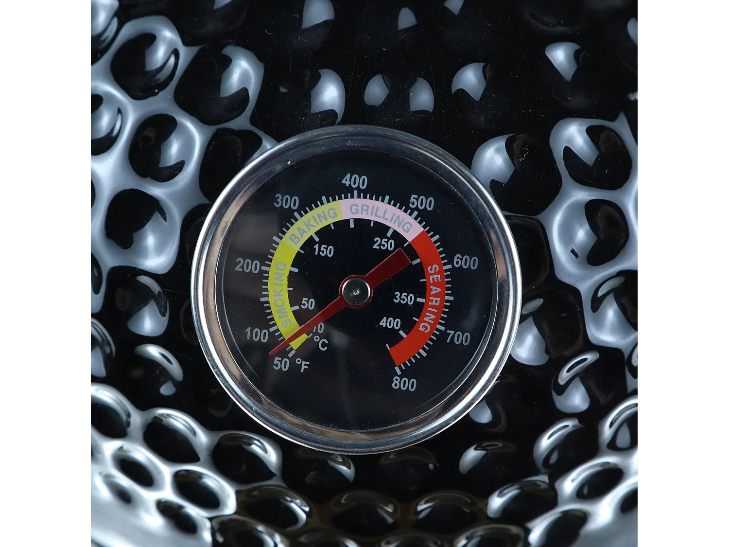 Barbecue à charbon BBQ grill fumoir sur pieds design contemporain olive acier céramique martelé noir