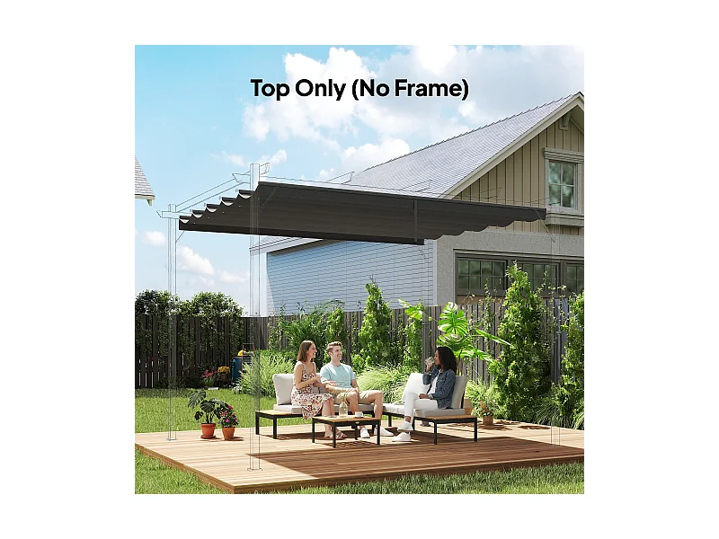 Toile de rechange pour pergola rétractable 4 x 3 m polyester haute densité 180 g/m² imperméabilisé gris