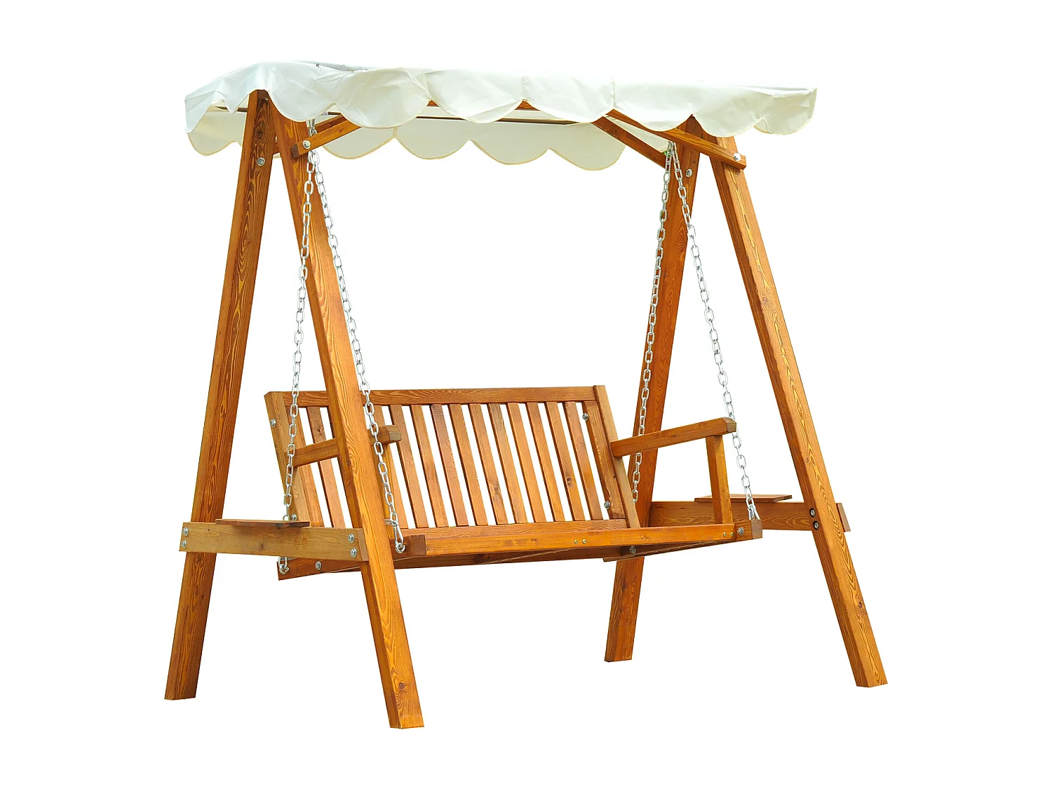 Balancelle balancoire hamac banc fauteuil de jardin bois de pin 2 places charge max. 300kg