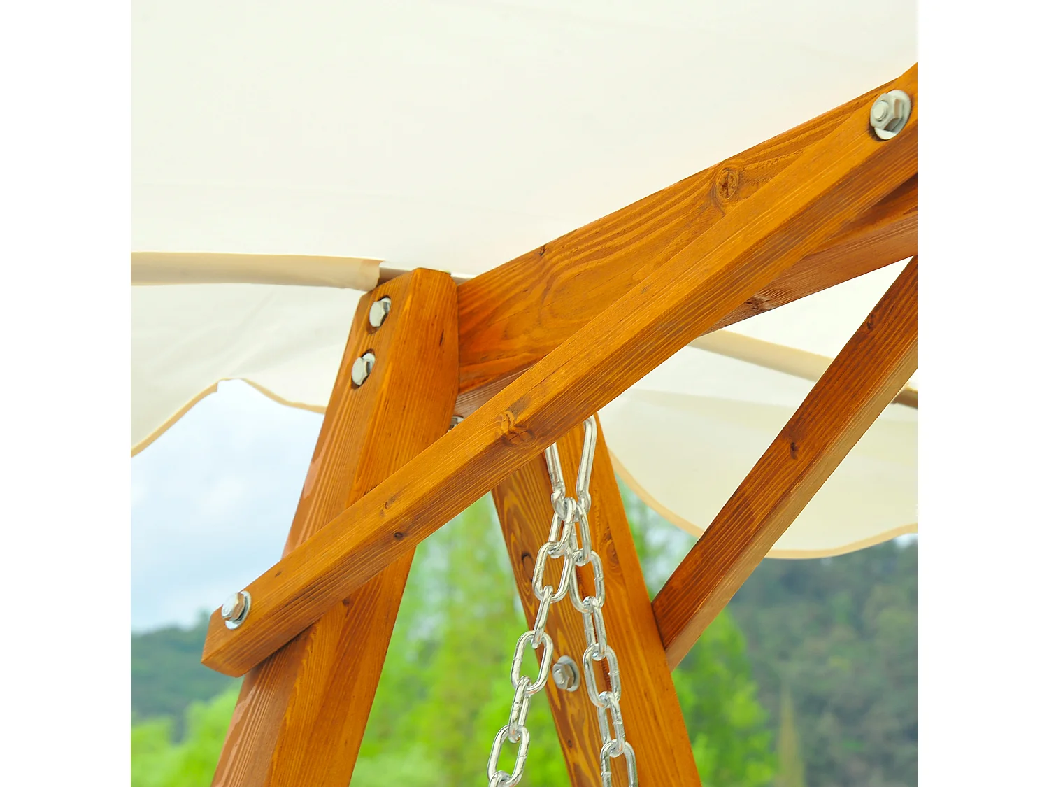 Balancelle balancoire hamac banc fauteuil de jardin bois de pin 2 places charge max. 300kg