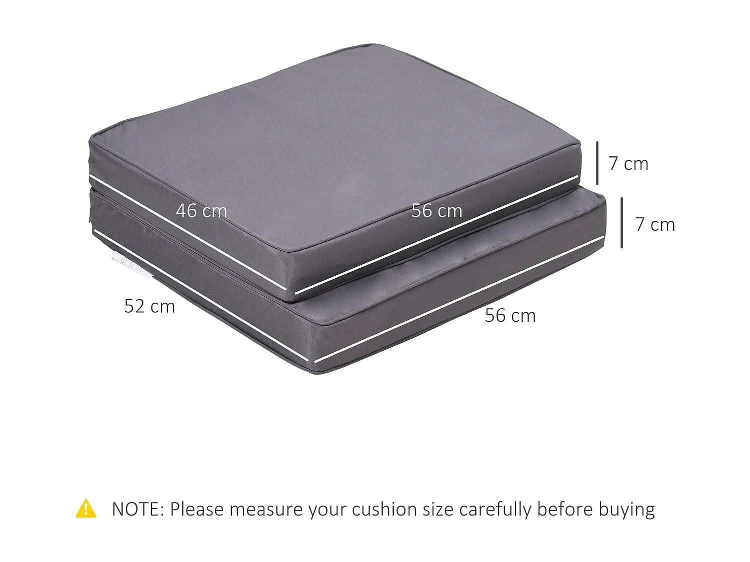 Coussins de fauteuil de jardin zippés déhoussables - galettes de chaise de jardin - épais rembourrage 7 cm - polyester haute densité gris