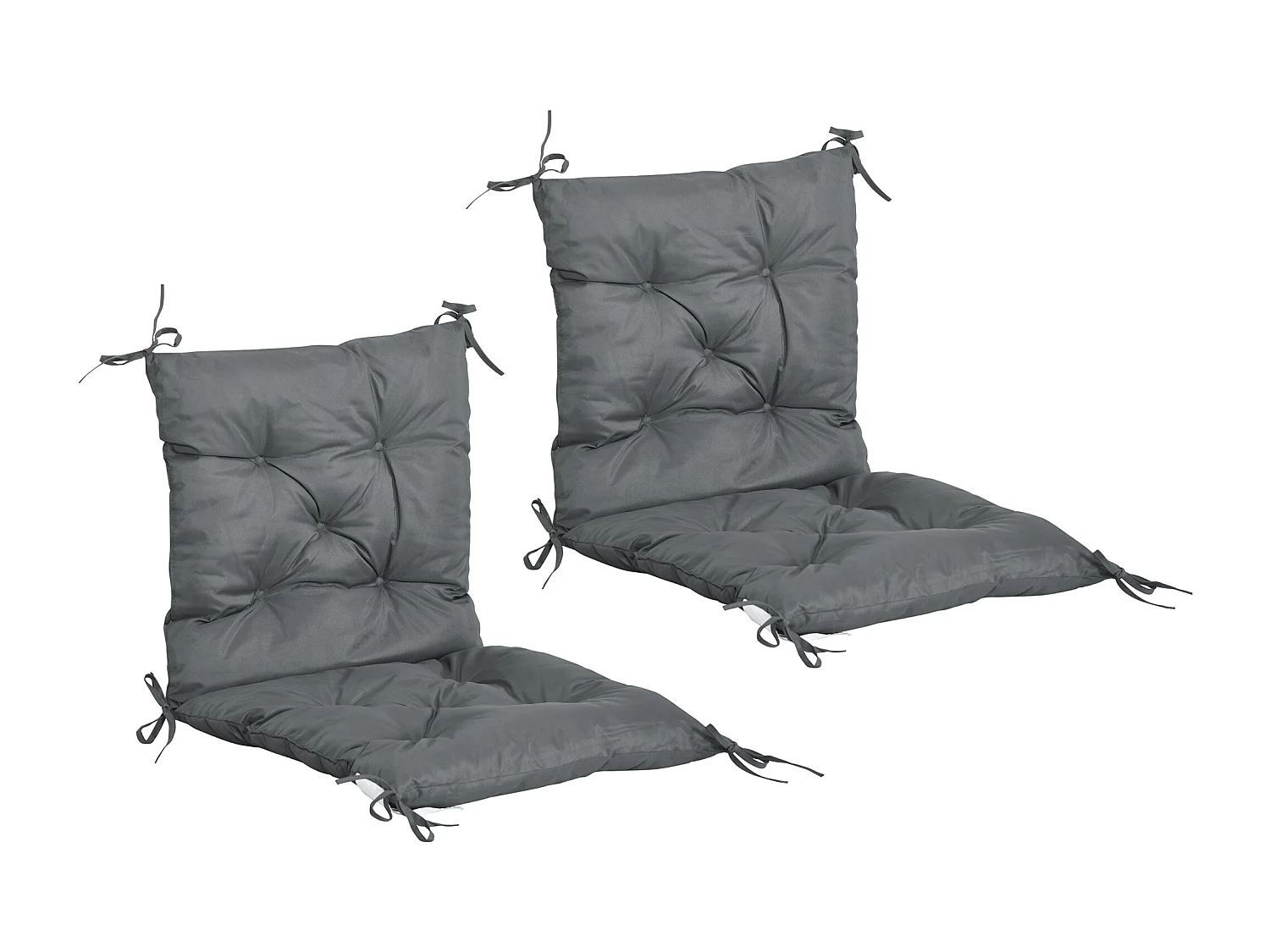 Lot de 2 coussins matelas assise dossier 2 en 1 pour chaise fauteuil grand confort 98L x 50l x 8H cm gris