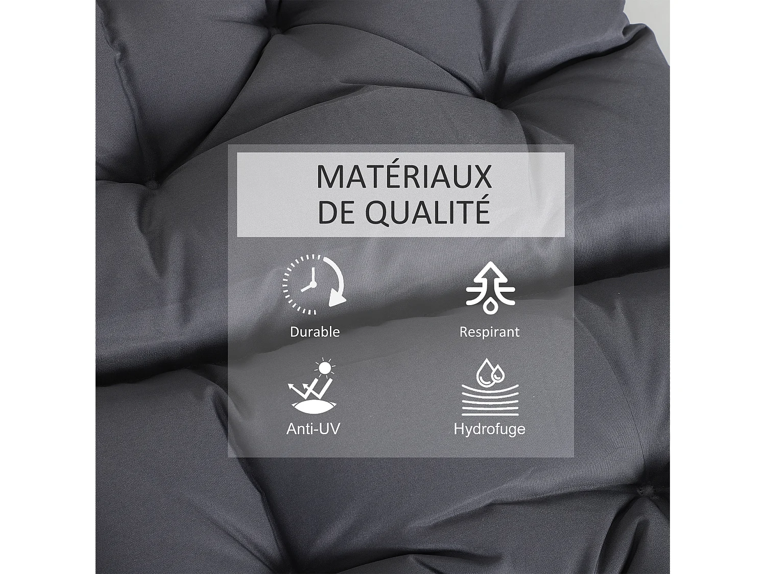 Lot de 2 coussins matelas assise dossier 2 en 1 pour chaise fauteuil grand confort 98L x 50l x 8H cm gris