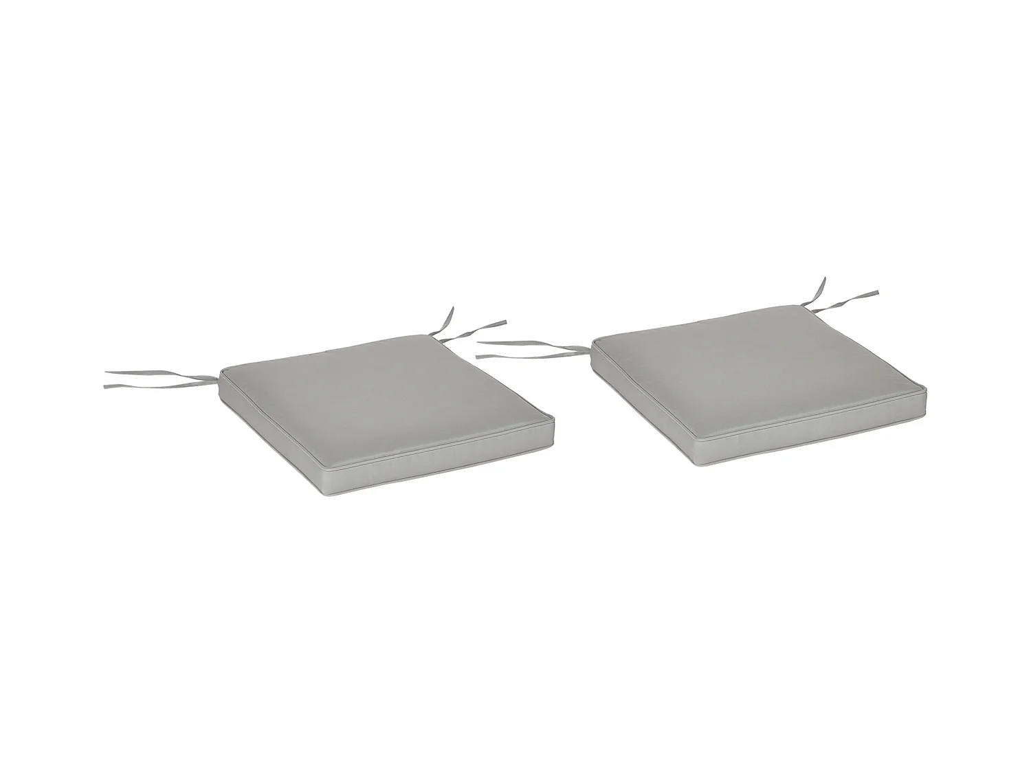 Lot de 2 coussins d'assise carrés chaises fauteuils tabourets - coussins déhoussables zippés avec cordons d'attache - dim. 45L x 45l cm ép. 5 cm - polyester gris
