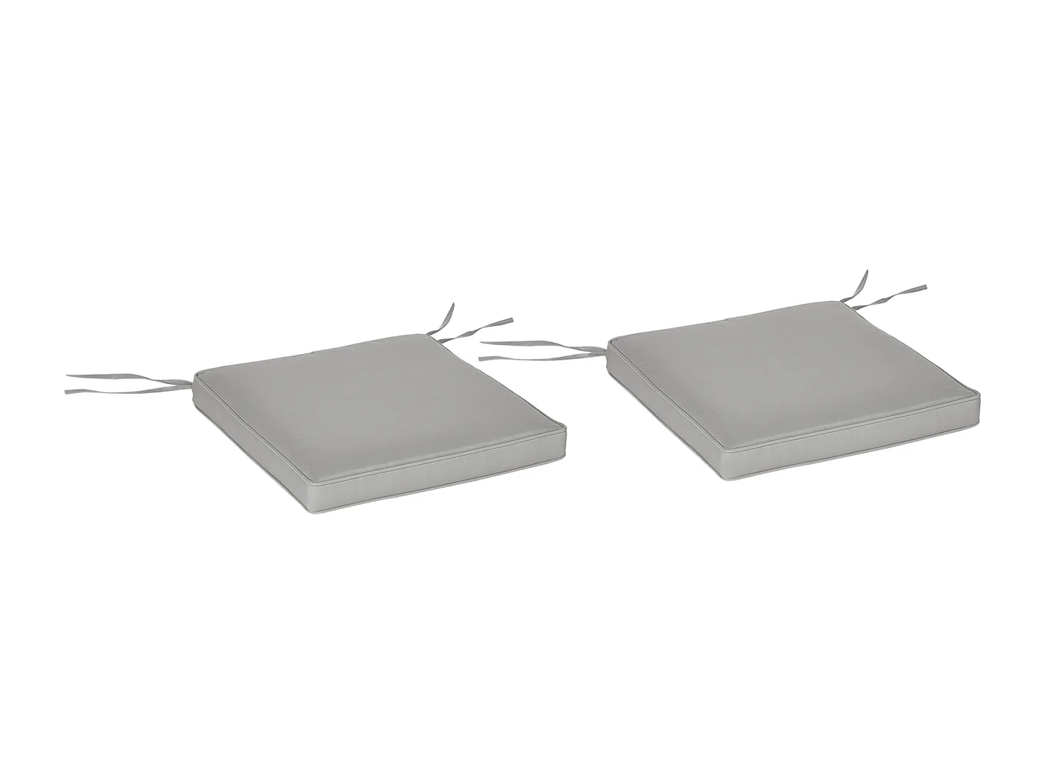 Lot de 2 coussins d'assise carrés chaises fauteuils tabourets - coussins déhoussables zippés avec cordons d'attache - dim. 45L x 45l cm ép. 5 cm - polyester gris