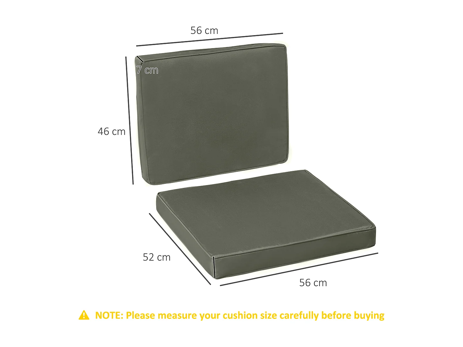 Coussins de fauteuil de jardin zippés déhoussables - galettes de chaise de jardin - épais rembourrage 7 cm - polyester haute densité gris