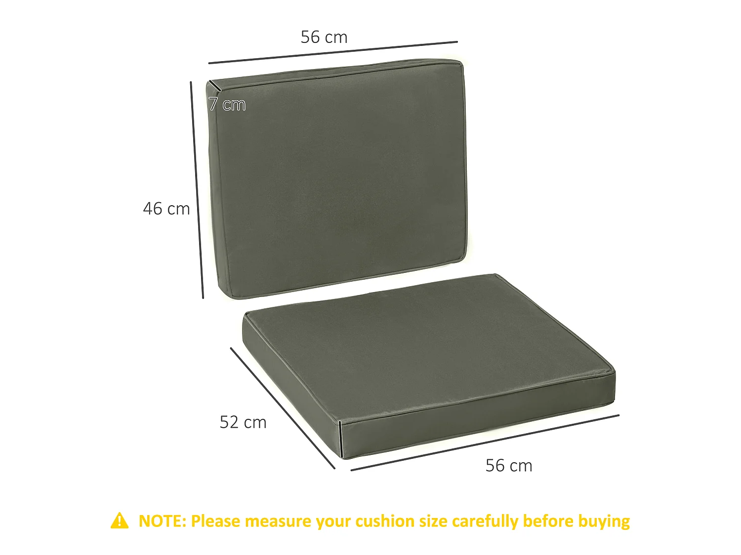 Coussins de fauteuil de jardin zippés déhoussables - galettes de chaise de jardin - épais rembourrage 7 cm - polyester haute densité gris