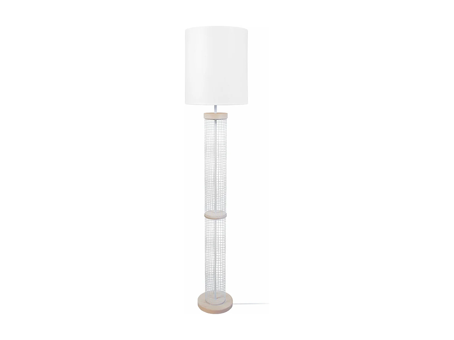 Lampadaire colonne bois  naturel,blanc 160 cm.