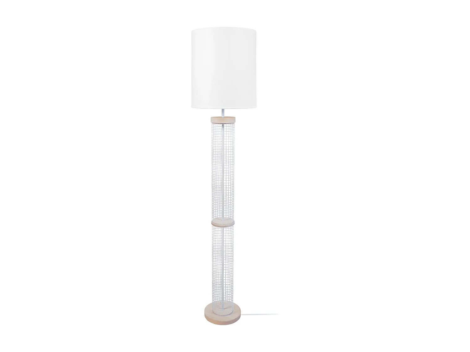 Lampadaire colonne bois  naturel,blanc 160 cm.