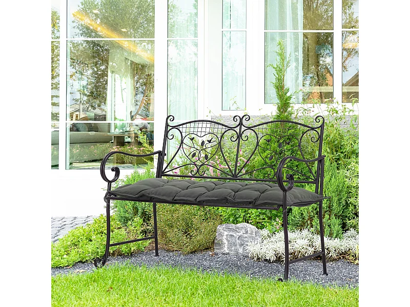 Coussin d'assise pour banc de jardin rembourrage épais 100 x 40 x 10 cm polyester gris