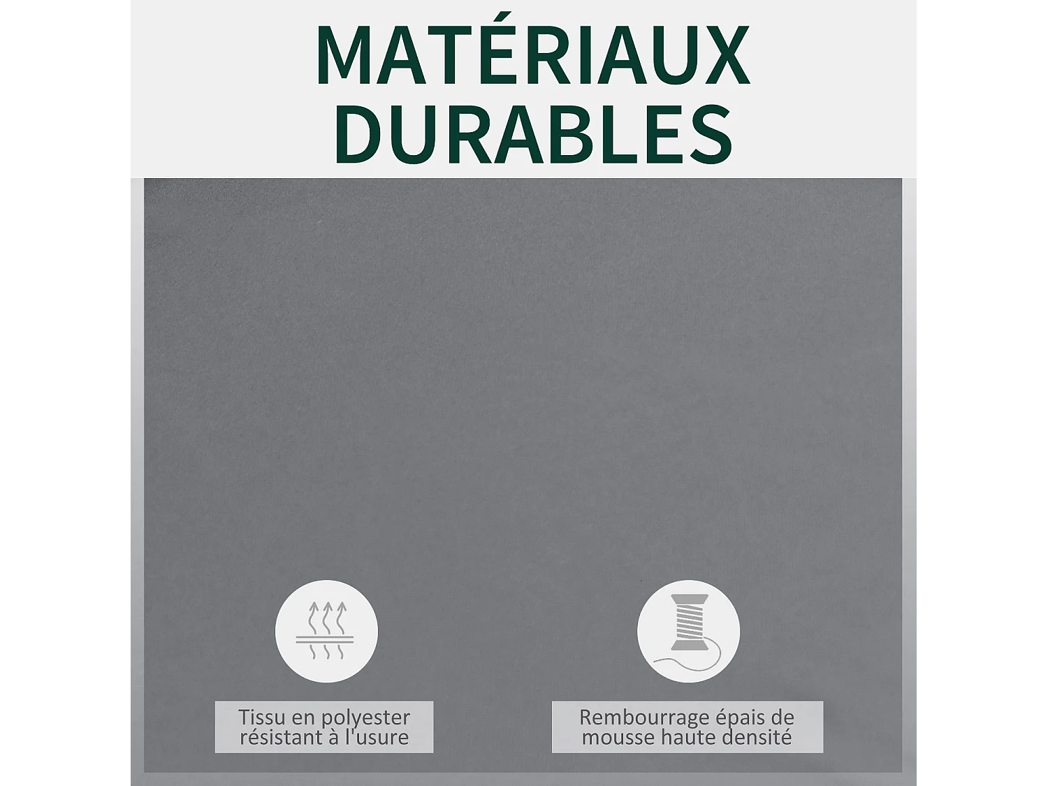 Coussins de banc de jardin déhoussables - coussins balancelle - lot de 2 - dim. 120L x 50l cm - rembourrage 5 cm - cordons d'attache - polyester gris