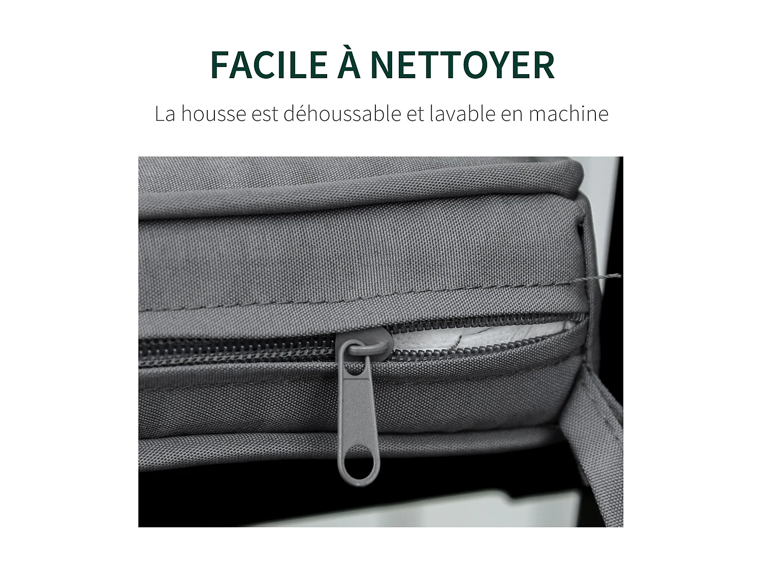 Coussins de banc de jardin déhoussables - coussins balancelle - lot de 2 - dim. 120L x 50l cm - rembourrage 5 cm - cordons d'attache - polyester gris