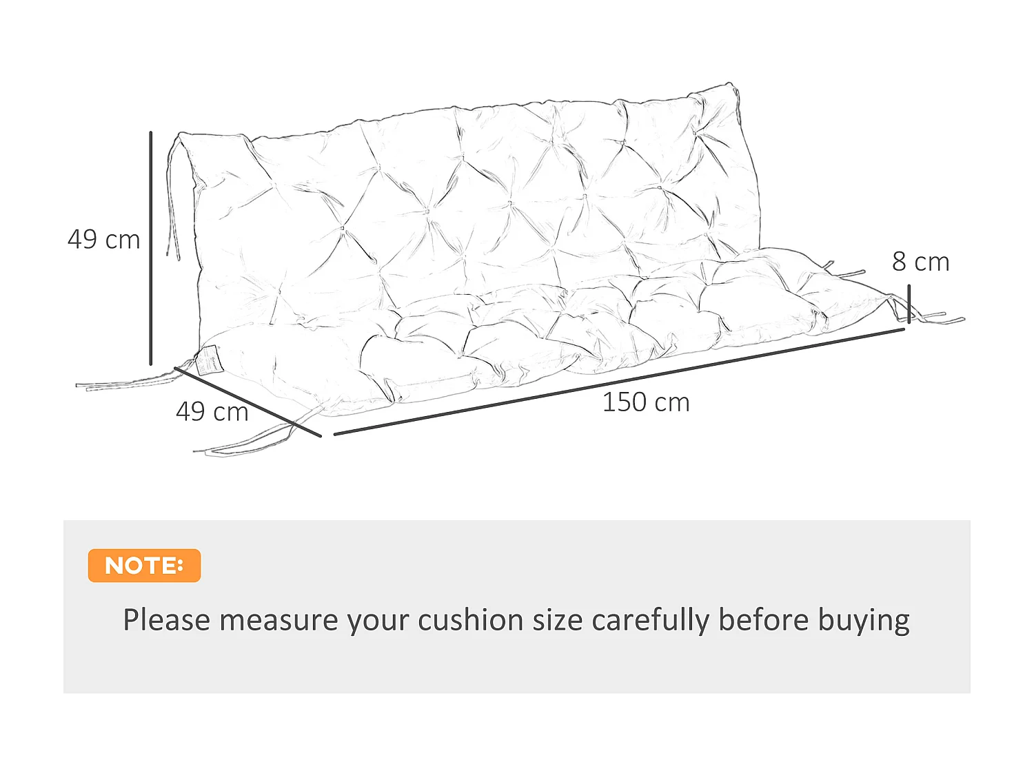 Coussin matelas assise dossier pour banc de jardin balancelle canapé 3 places grand confort 150 x 98 x 8 cm bleu