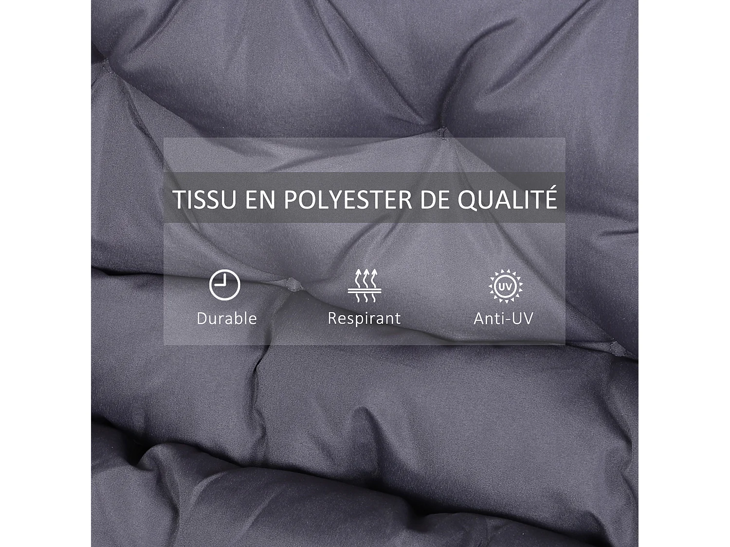 Coussin matelas assise dossier pour banc de jardin balancelle canapé 2 places grand confort 132 x 110 x 10 cm gris