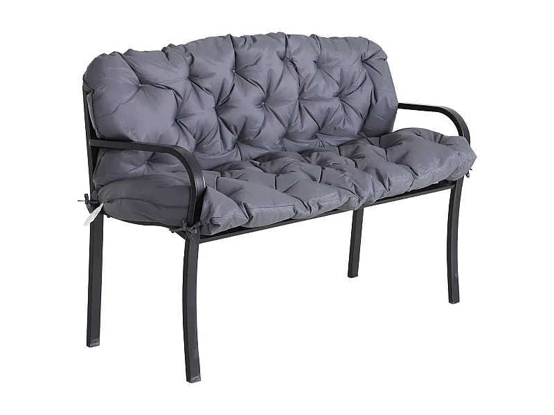 Coussin matelas assise dossier pour banc de jardin balancelle canapé 3 places grand confort 150 x 98 x 8 cm gris