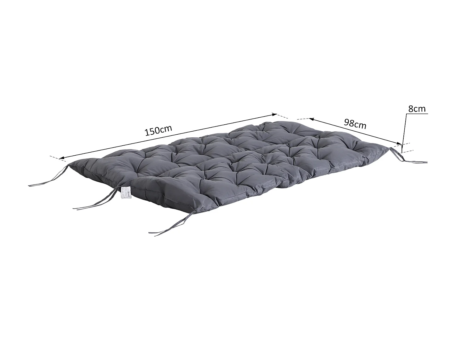 Coussin matelas assise dossier pour banc de jardin balancelle canapé 3 places grand confort 150 x 98 x 8 cm gris
