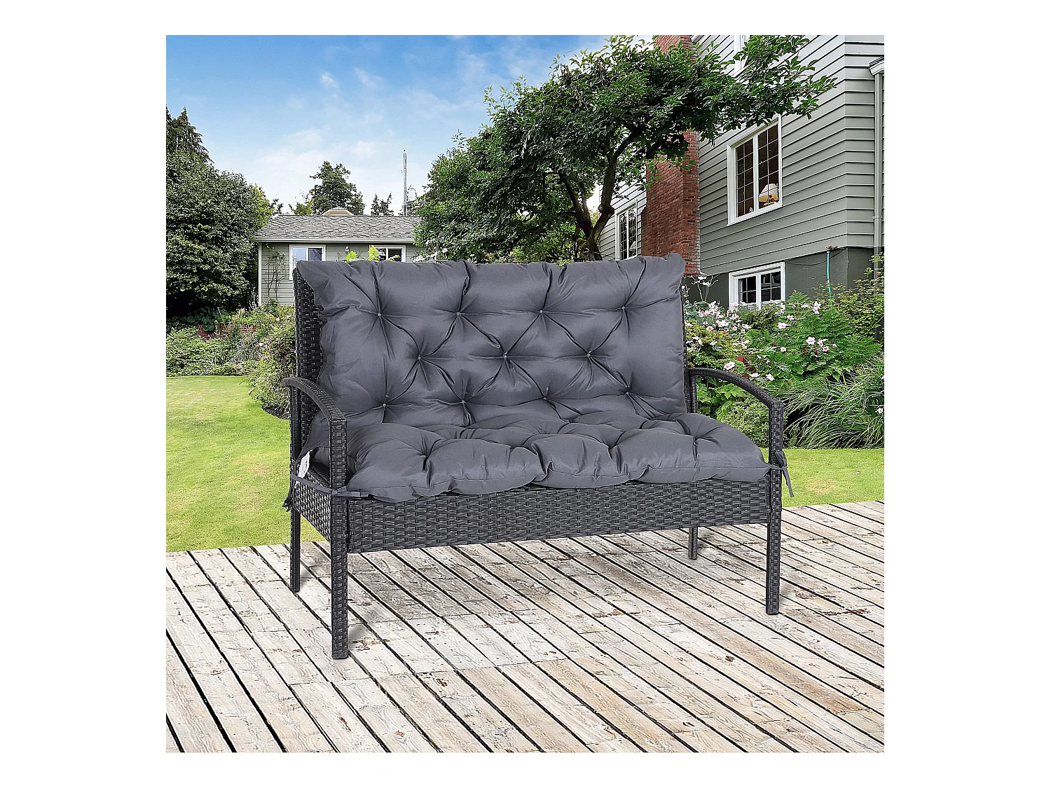 Coussin matelas assise dossier pour banc de jardin balancelle canapé grand confort 100 x 98 x 8 cm gris