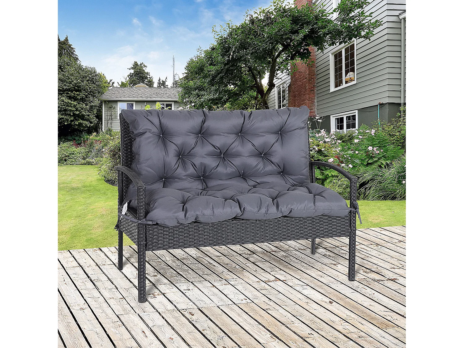Coussin matelas assise dossier pour banc de jardin balancelle canapé grand confort 100 x 98 x 8 cm gris