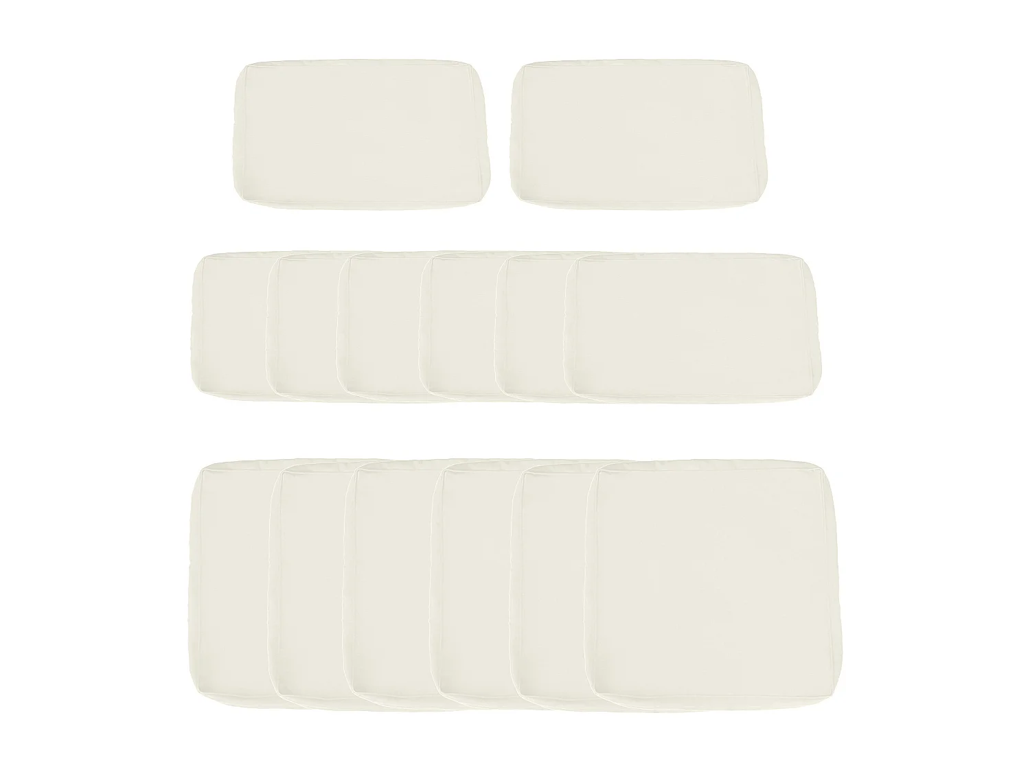 Lot de 14 housses de rechange coussins salon de jardin - 6 housses coussin d'assise, 8 housses coussin dossier - housses zippées polyester déperlant beige