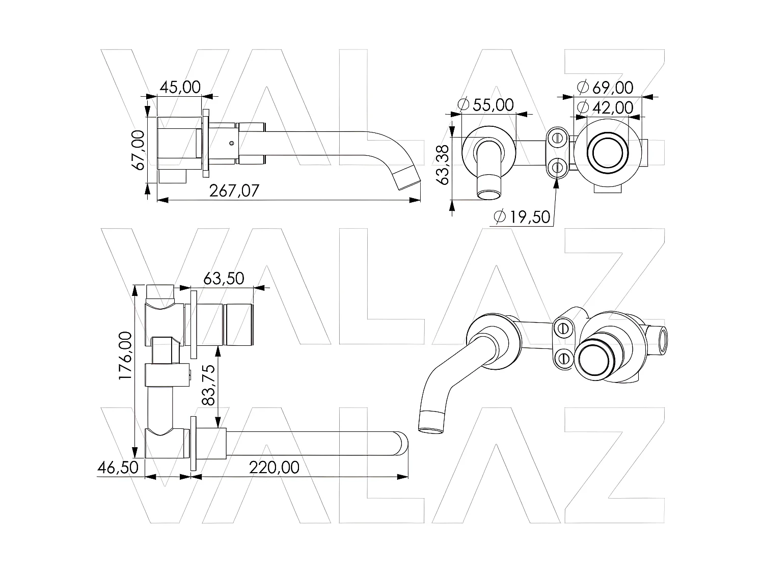 Grifo lavabo empotrado monomando INCA Cromado