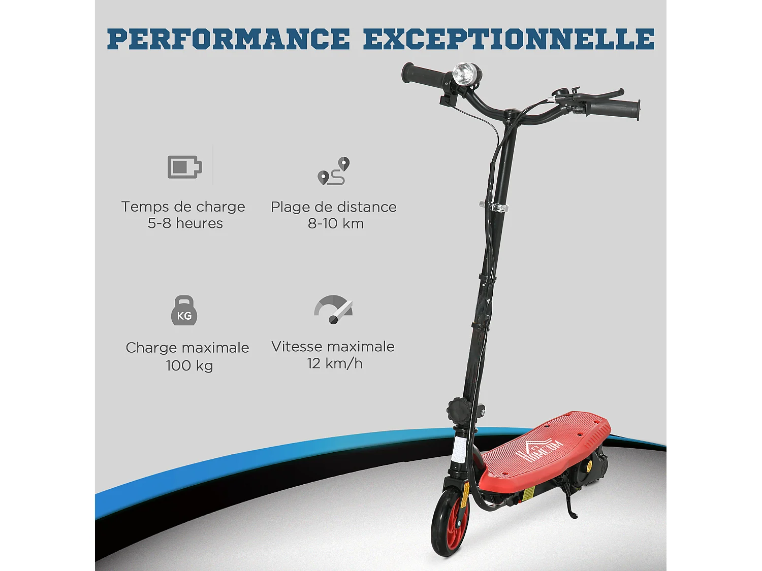 Trottinette électrique 120 W pliable pour enfant 7-14 ans 12 Km/h max. autonomie 10 Km max. rouge