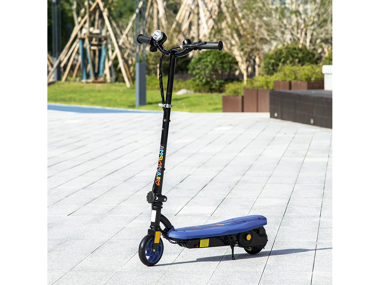 Trottinette électrique 120 W pliable pour enfant 7-14 ans 12 Km/h max. autonomie 10 Km max. bleu