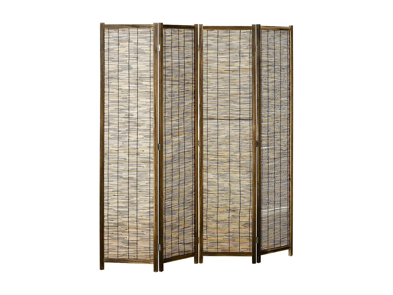 Paravent intérieur 4 panneaux pliables séparateur de pièce bois de paulownia roseau