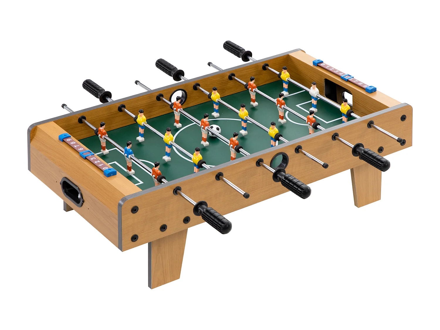 Table baby-foot enfant à partir de 6 ans 2 ballons 18 joueurs MDF vert aspect bois