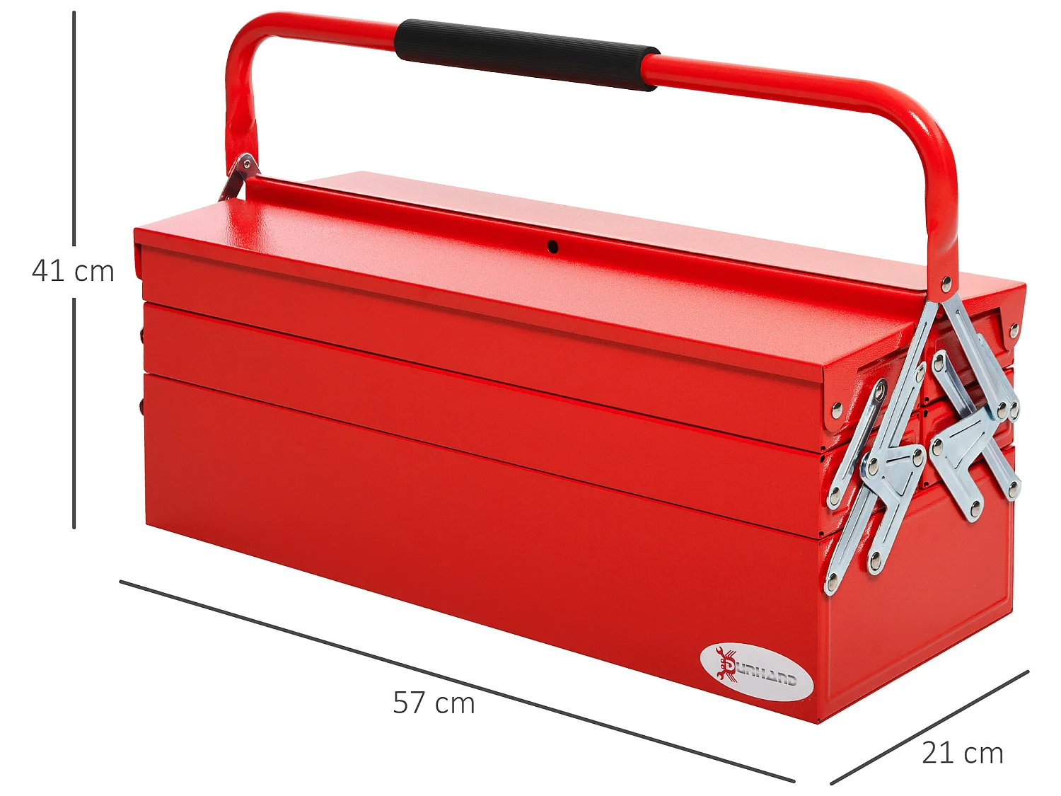 HOMCOM Boite à outils métallique - coffret à outils - caisse à outils 3 niveaux 5 plateaux rétractables - tôle acier rouge