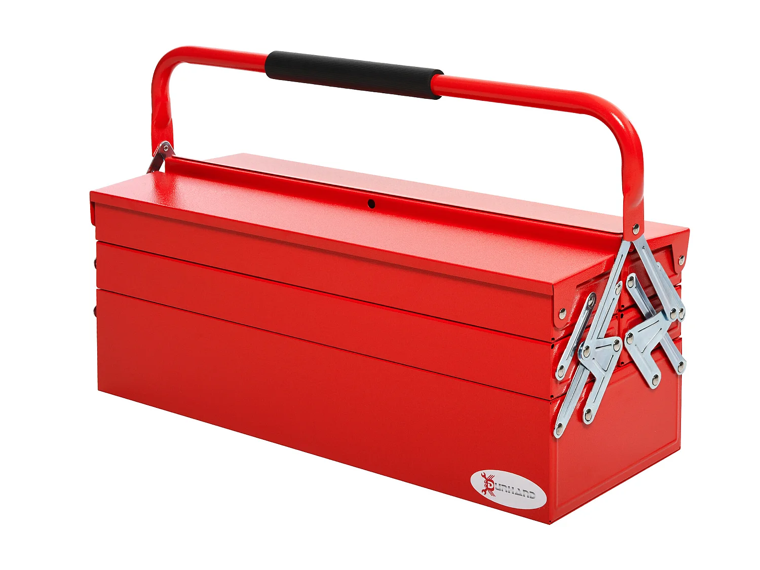 HOMCOM Boite à outils métallique - coffret à outils - caisse à outils 3 niveaux 5 plateaux rétractables - tôle acier rouge