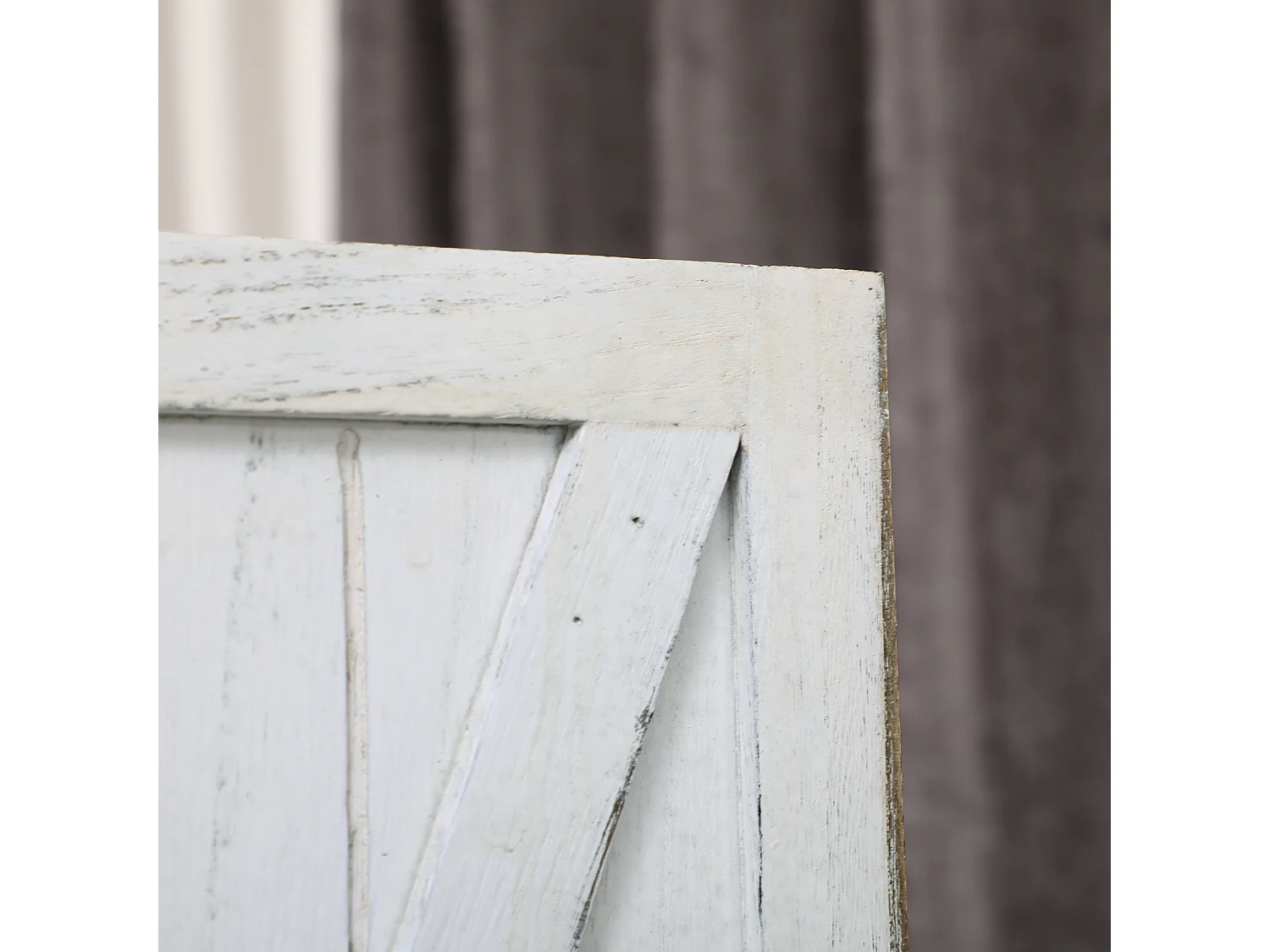 Paravent intérieur 3 panneaux style campagnard chic - séparateur de pièce avec croisillons - blanc effet vieilli