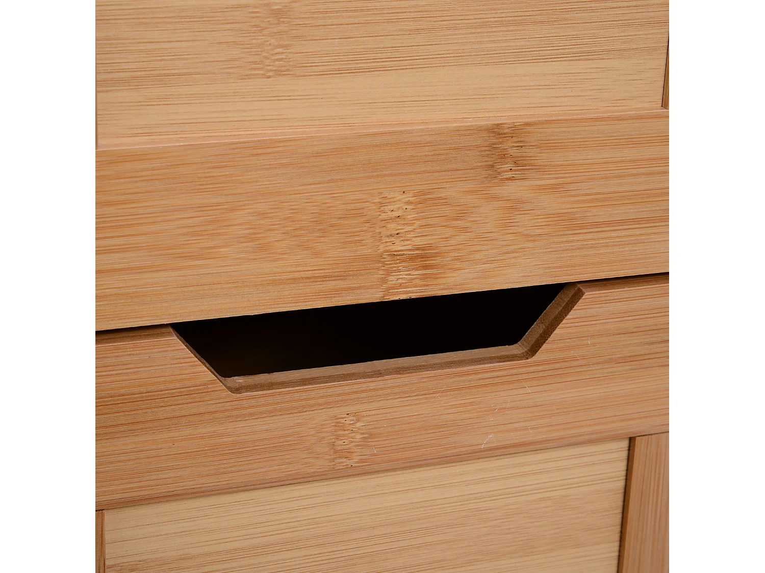 Meuble colonne rangement salle de bain style cosy dim. 30L x 30l x 144H cm 3 étagères 2 tiroirs bambou MDF noir