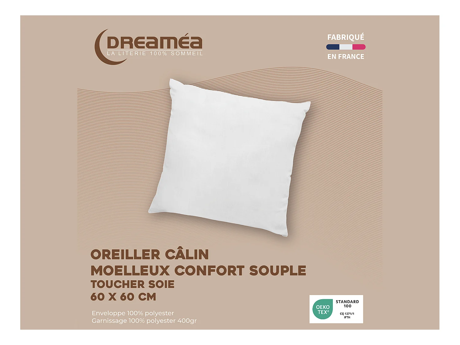 Conjunto de 2 almohadas de 60 x 60 cm de DREAMEA - 400 gr - BIESYA