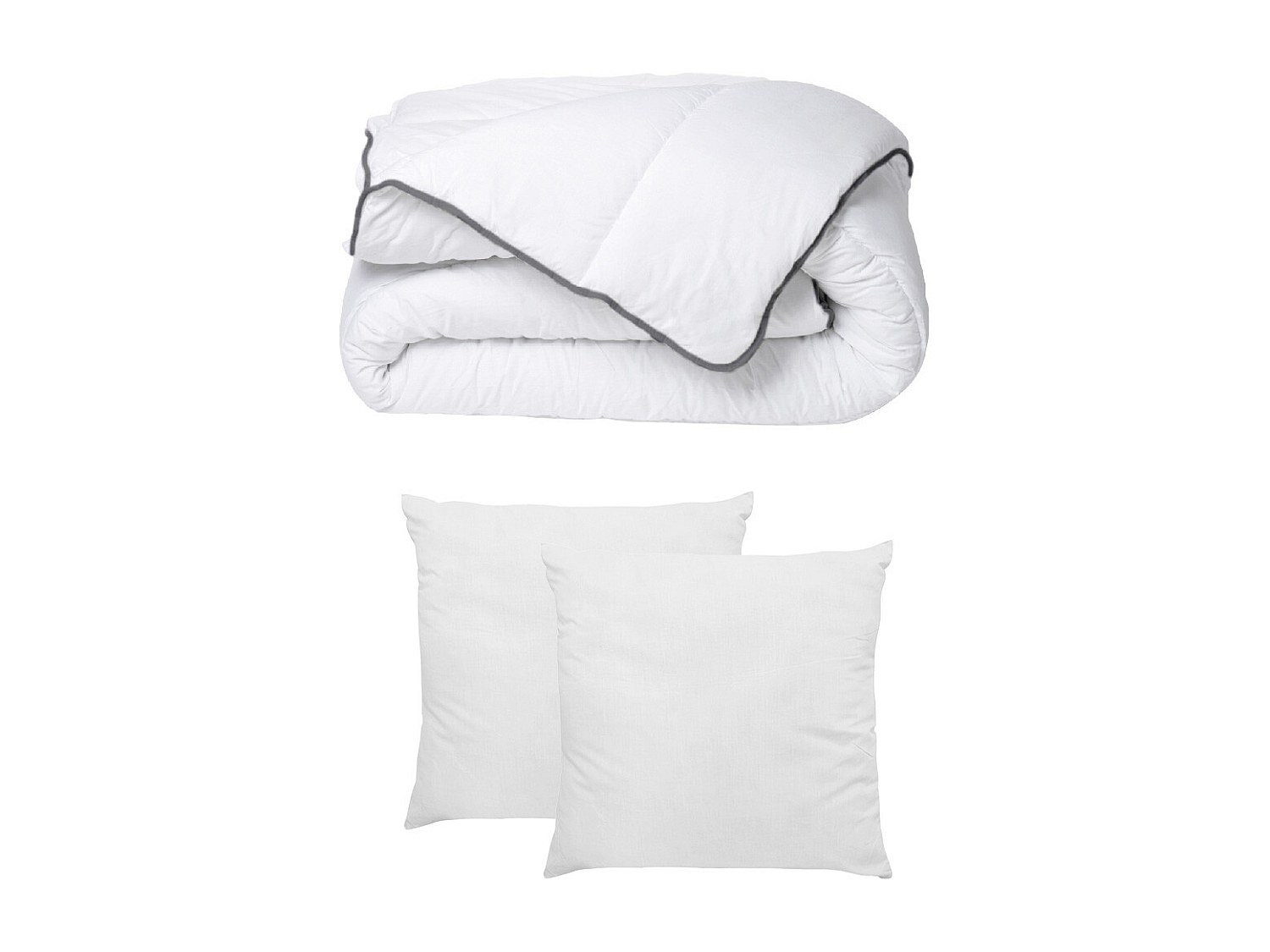 Set aus seidenweicher Bettdecke 240 x 260 cm + 2 Kissen - 60 x 60 cm - Weiß günstig online kaufen