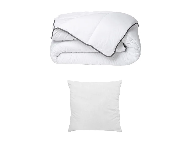 Pack de edredón con textura de seda 140 x 200 cm + 1 almohada 60 x 60 cm - Blanco - BIESYA