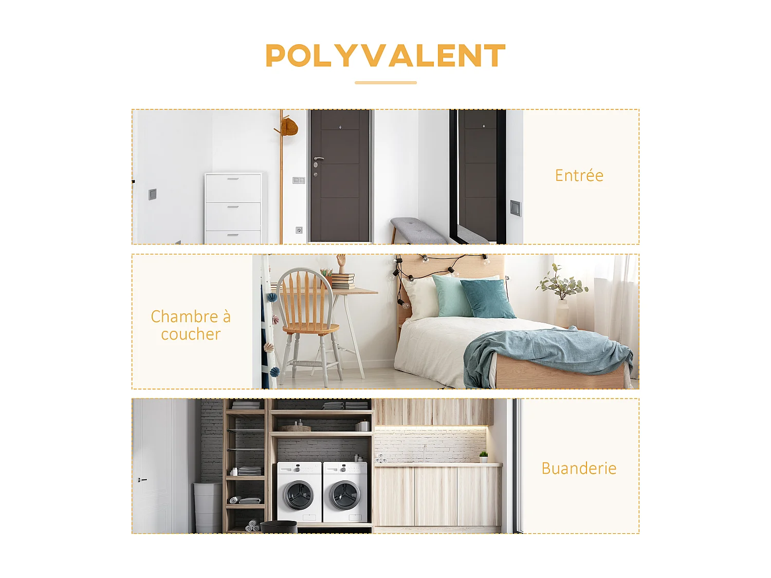 Vestiaire d'entrée - penderie, 5 étagères - dim. 101L x 39l x 160H cm - acier blanc panneaux aspect bois clair