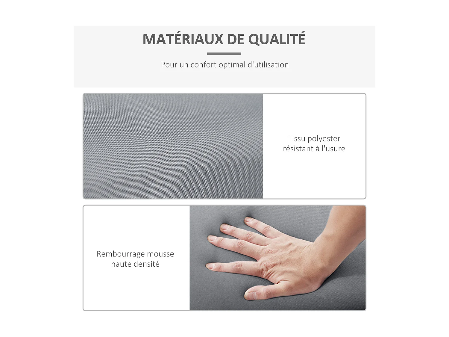 Lot de 2 matelas pour bain de soleil transat - cordons et scratchs d'attache - dim. 196L x 55l cm ép. 8 cm - polyester déperlant gris