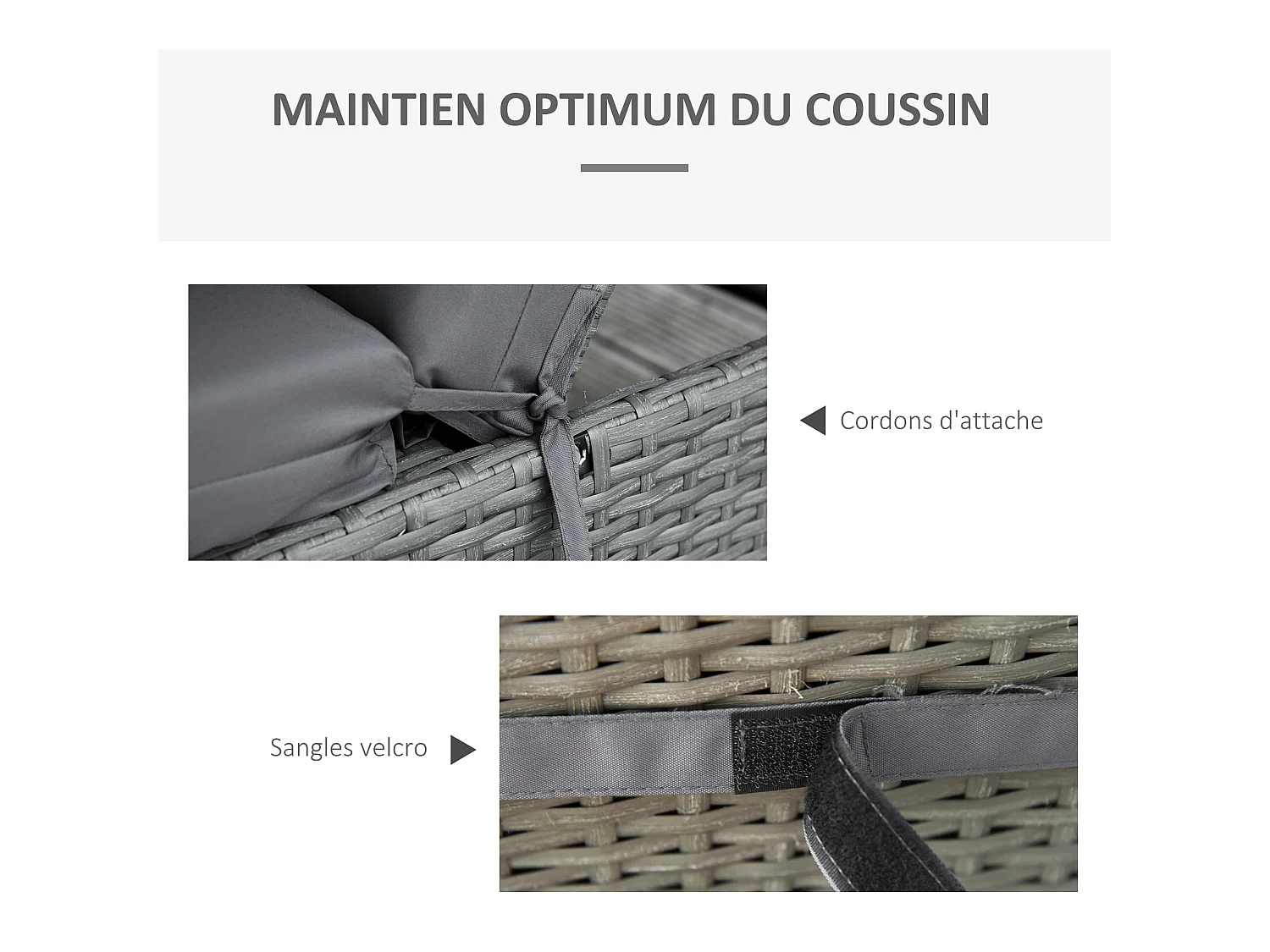 Lot de 2 matelas pour bain de soleil transat - cordons et scratchs d'attache - dim. 196L x 55l cm ép. 8 cm - polyester déperlant gris