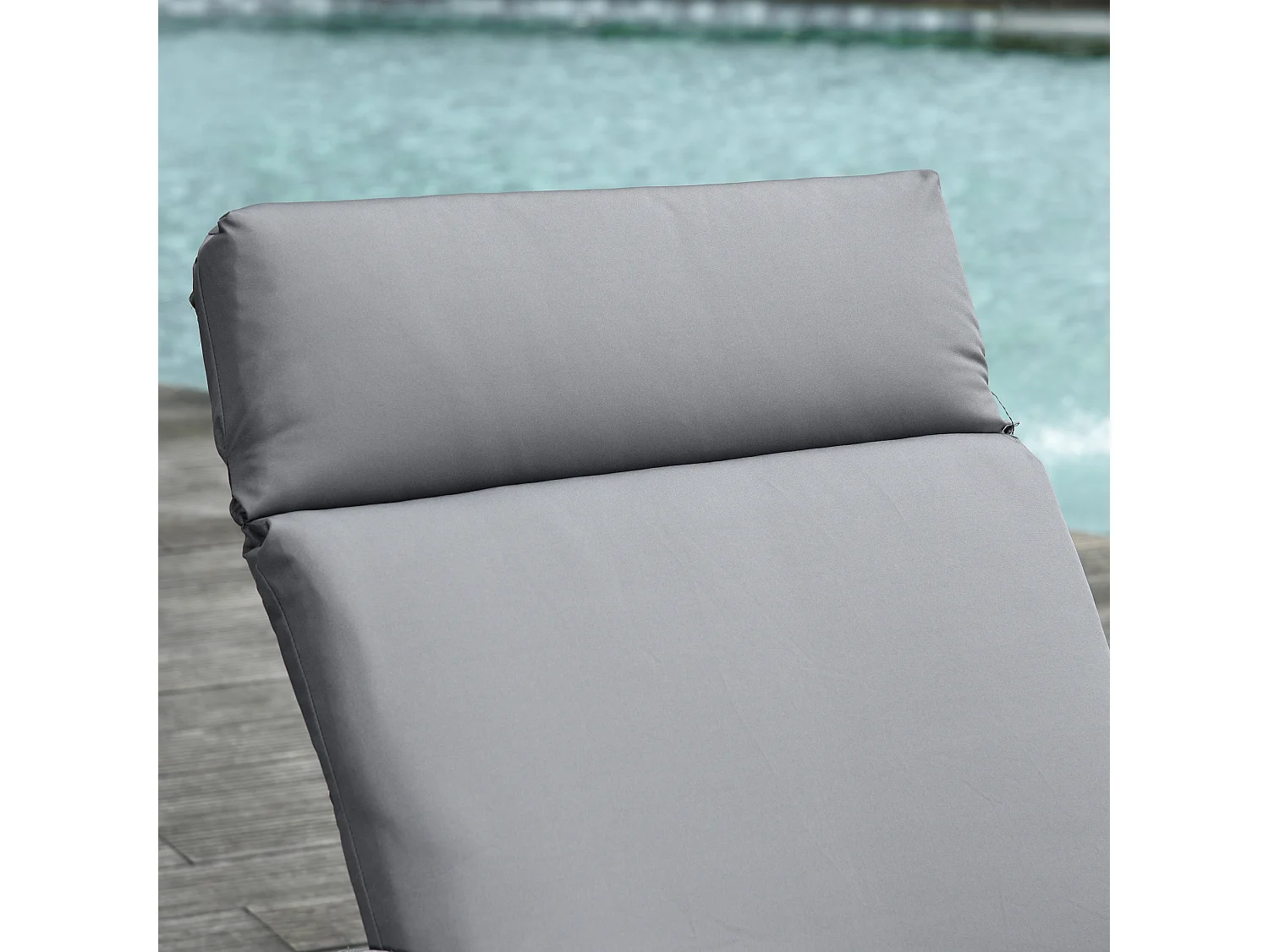 Lot de 2 matelas pour bain de soleil transat - cordons et scratchs d'attache - dim. 196L x 55l cm ép. 8 cm - polyester déperlant gris