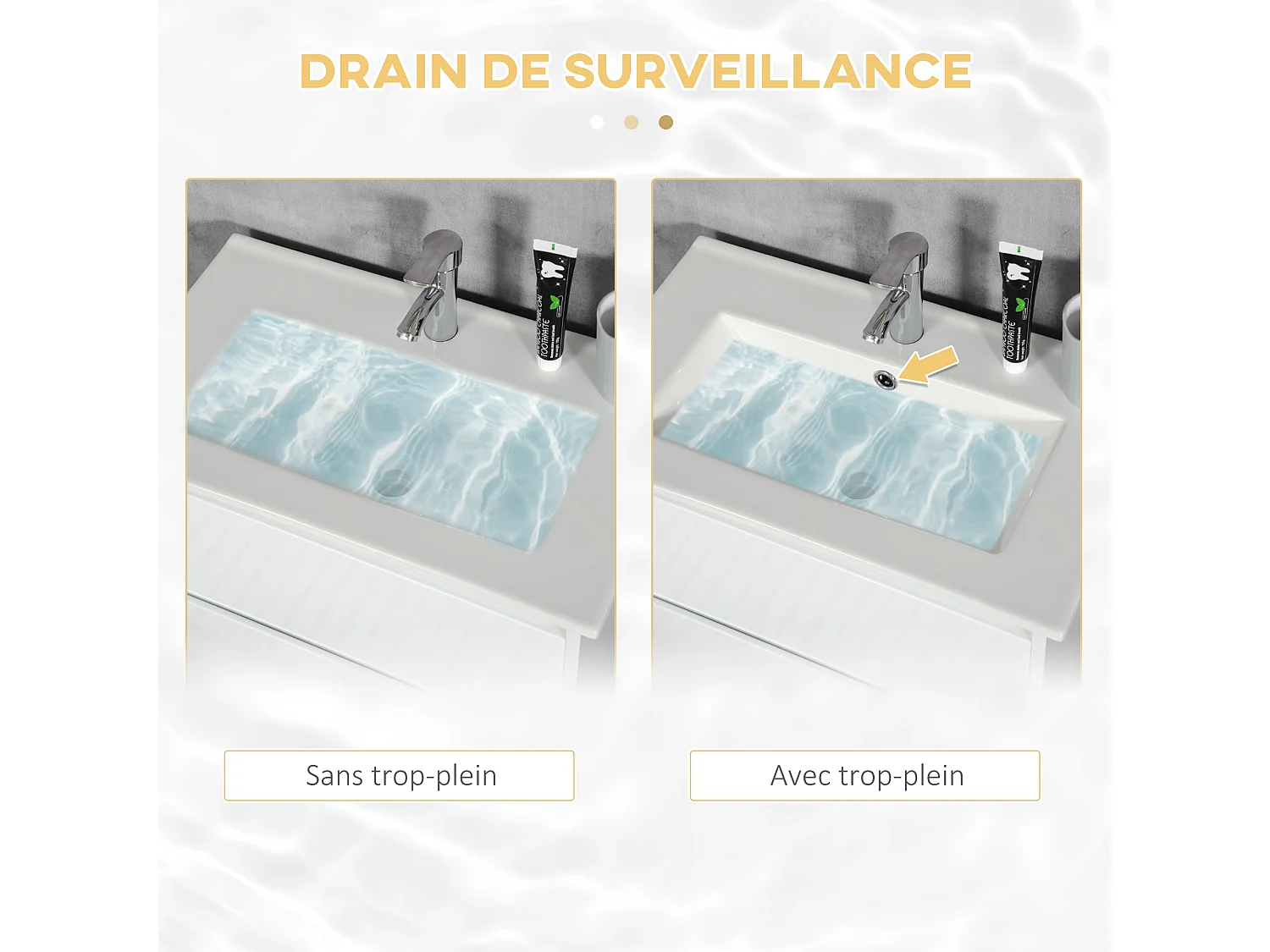 Meuble sous-vasque - vasque céramique incluse - 2 tiroirs - dim. 61L x 37l x 88H cm - blanc laqué