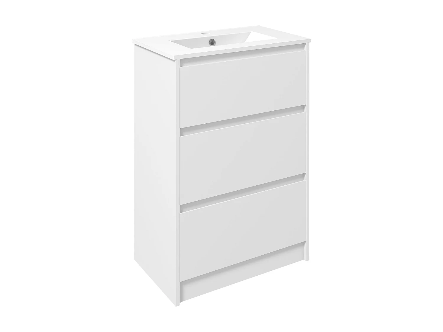 Meuble sous-vasque - vasque céramique incluse - 2 tiroirs - dim. 61L x 37l x 88H cm - blanc laqué