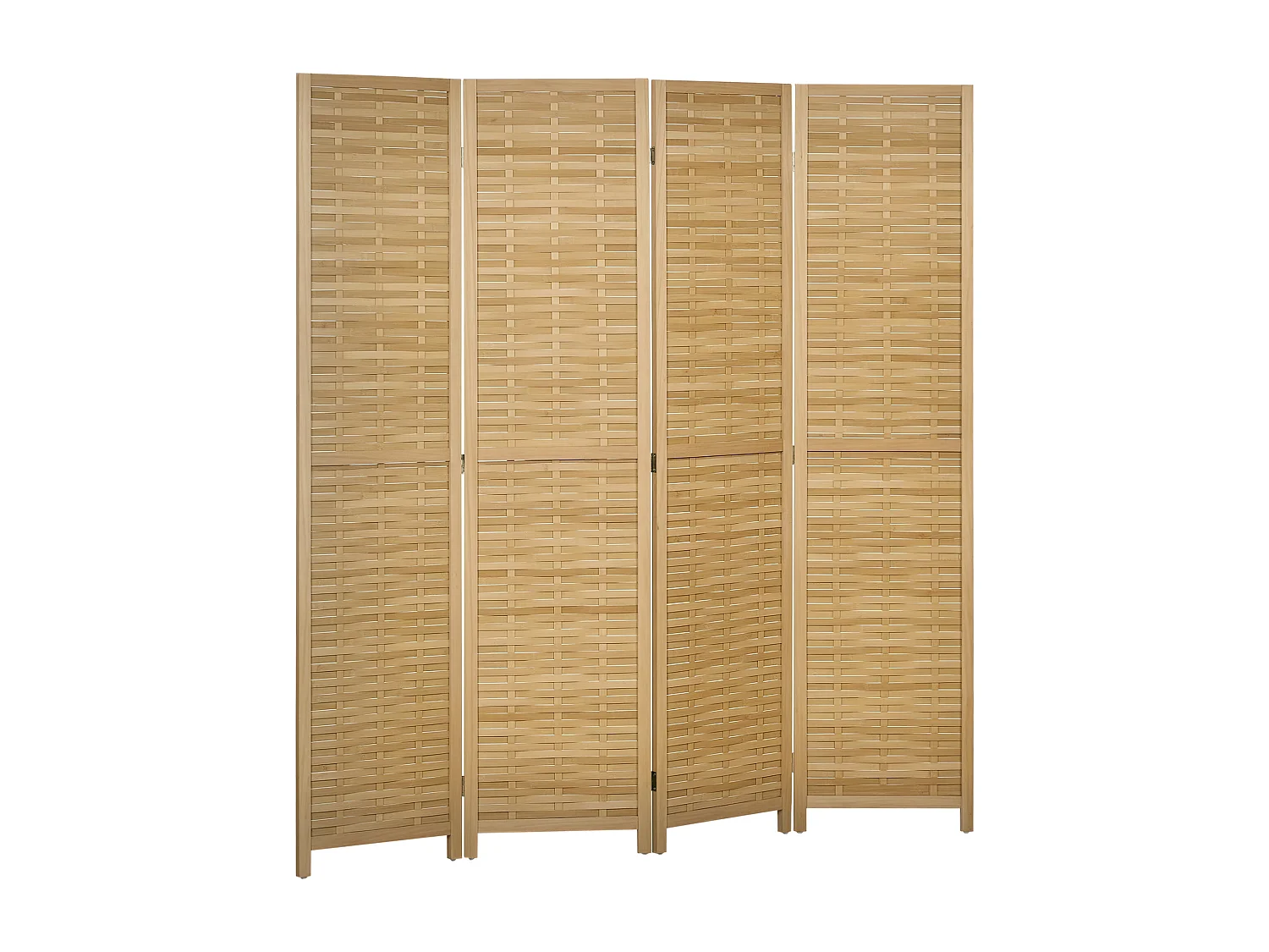 Paravent intérieur séparateur de pièce pliable 4 panneaux dim. 160L x 170H cm bois bambou