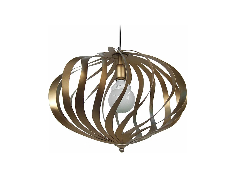 Suspension globe ovale métal  doré 105 cm.