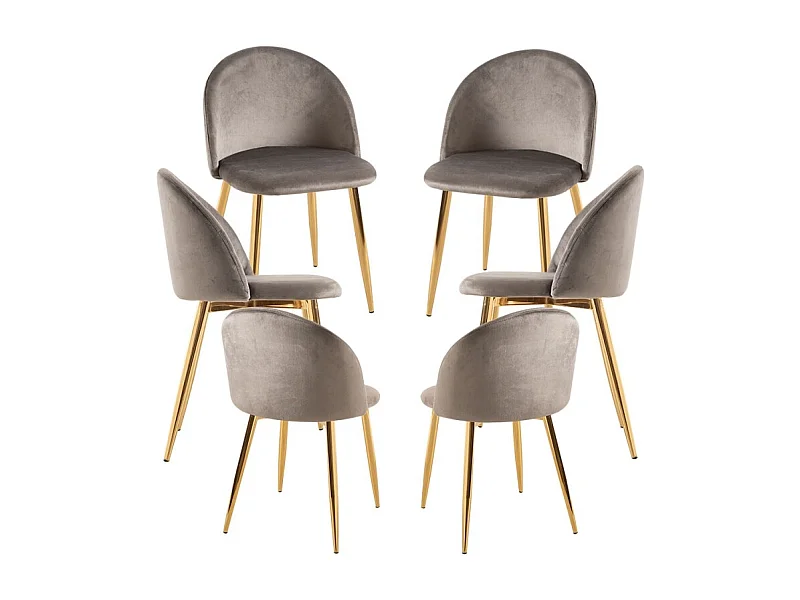 Packs Sillas Comedor - Pack 6 Sillas Vint Terciopelo Golden - Gris claro